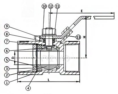 Q11F一片式球閥結構尺寸
